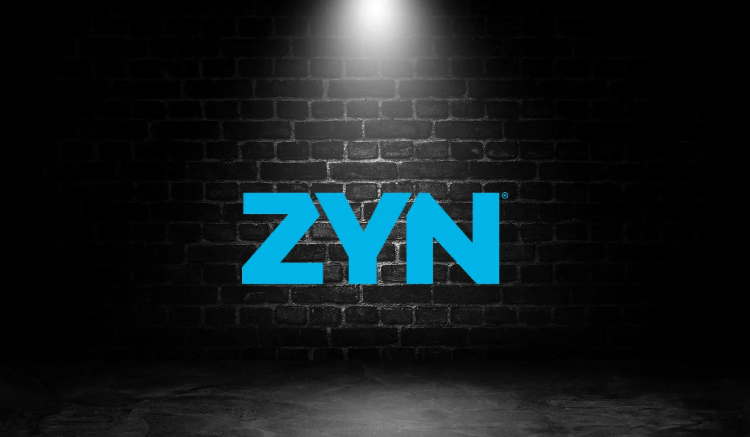 Zyn logo against a black brick wall